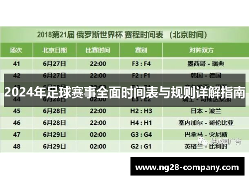 2024年足球赛事全面时间表与规则详解指南